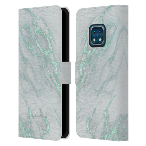 Nature Magick Marble Metallics Teal Leather Book Wallet Case Cover For Nokia XR20
