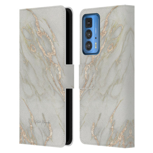 Nature Magick Marble Metallics Gold Leather Book Wallet Case Cover For Motorola Edge 20 Pro