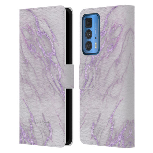 Nature Magick Marble Metallics Purple Leather Book Wallet Case Cover For Motorola Edge 20 Pro