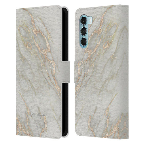 Nature Magick Marble Metallics Gold Leather Book Wallet Case Cover For Motorola Edge S30 / Moto G200 5G