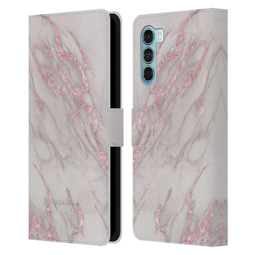 Nature Magick Marble Metallics Pink Leather Book Wallet Case Cover For Motorola Edge S30 / Moto G200 5G