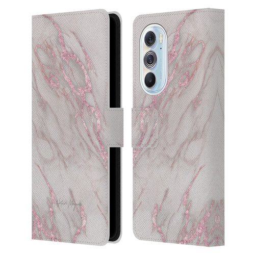Nature Magick Marble Metallics Pink Leather Book Wallet Case Cover For Motorola Edge X30