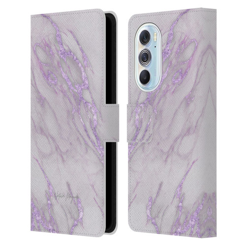 Nature Magick Marble Metallics Purple Leather Book Wallet Case Cover For Motorola Edge X30