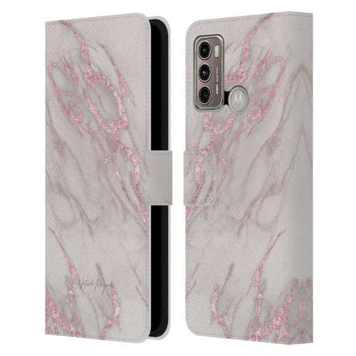 Nature Magick Marble Metallics Pink Leather Book Wallet Case Cover For Motorola Moto G60 / Moto G40 Fusion
