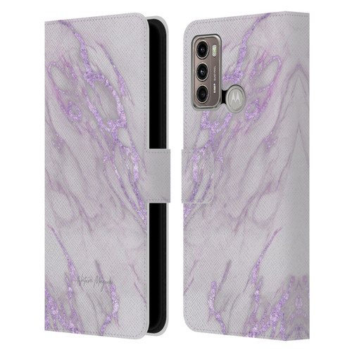 Nature Magick Marble Metallics Purple Leather Book Wallet Case Cover For Motorola Moto G60 / Moto G40 Fusion