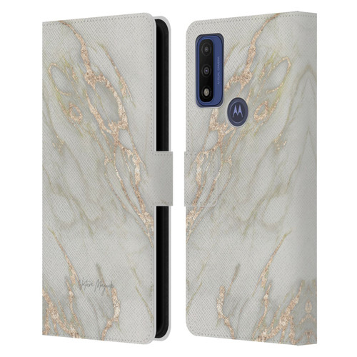 Nature Magick Marble Metallics Gold Leather Book Wallet Case Cover For Motorola G Pure