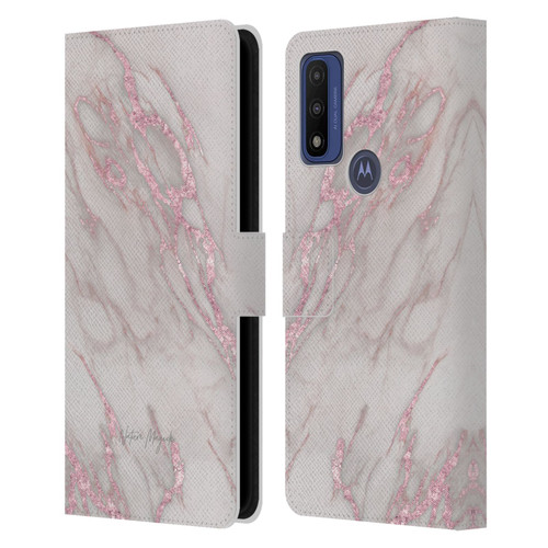 Nature Magick Marble Metallics Pink Leather Book Wallet Case Cover For Motorola G Pure