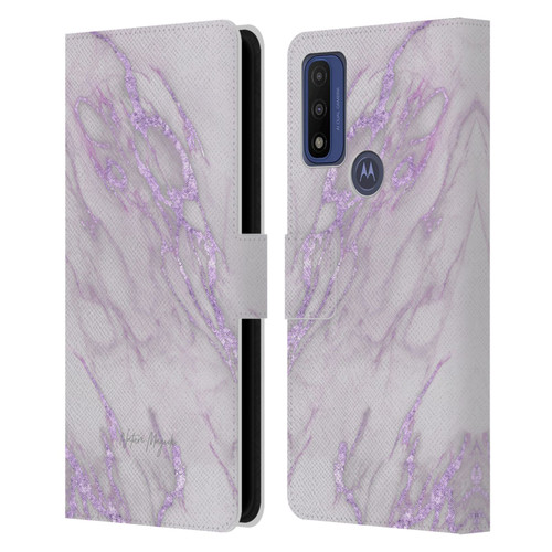 Nature Magick Marble Metallics Purple Leather Book Wallet Case Cover For Motorola G Pure