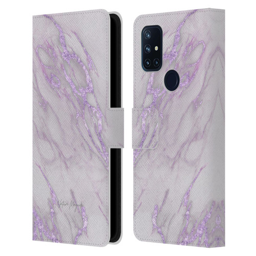 Nature Magick Marble Metallics Purple Leather Book Wallet Case Cover For OnePlus Nord N10 5G
