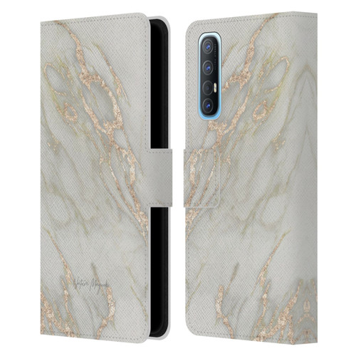Nature Magick Marble Metallics Gold Leather Book Wallet Case Cover For OPPO Find X2 Neo 5G