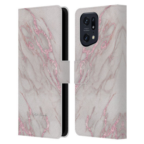 Nature Magick Marble Metallics Pink Leather Book Wallet Case Cover For OPPO Find X5 Pro