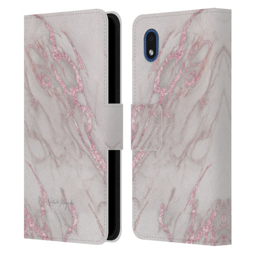 Nature Magick Marble Metallics Pink Leather Book Wallet Case Cover For Samsung Galaxy A01 Core (2020)