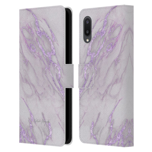 Nature Magick Marble Metallics Purple Leather Book Wallet Case Cover For Samsung Galaxy A02/M02 (2021)
