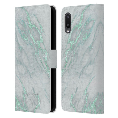Nature Magick Marble Metallics Teal Leather Book Wallet Case Cover For Samsung Galaxy A02/M02 (2021)