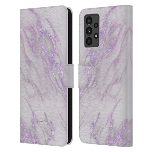 Nature Magick Marble Metallics Purple Leather Book Wallet Case Cover For Samsung Galaxy A13 (2022)