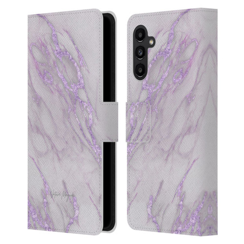 Nature Magick Marble Metallics Purple Leather Book Wallet Case Cover For Samsung Galaxy A13 5G (2021)