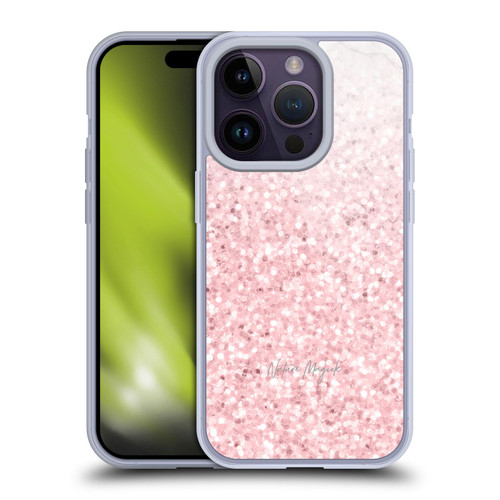 Nature Magick Rose Gold Marble Glitter Pink Sparkle 2 Soft Gel Case for Apple iPhone 14 Pro