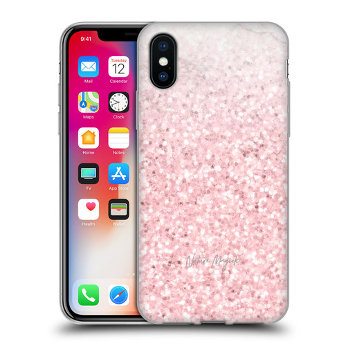 Nature Magick Rose Gold Marble Glitter Pink Sparkle 2 Soft Gel Case for Apple iPhone X / iPhone XS