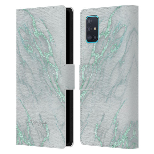 Nature Magick Marble Metallics Teal Leather Book Wallet Case Cover For Samsung Galaxy A51 (2019)