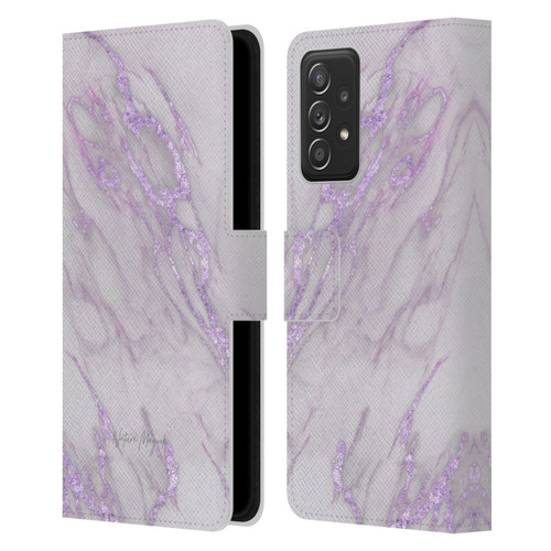 Nature Magick Marble Metallics Purple Leather Book Wallet Case Cover For Samsung Galaxy A52 / A52s / 5G (2021)