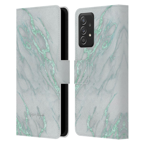 Nature Magick Marble Metallics Teal Leather Book Wallet Case Cover For Samsung Galaxy A52 / A52s / 5G (2021)
