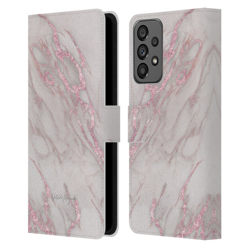 Nature Magick Marble Metallics Pink Leather Book Wallet Case Cover For Samsung Galaxy A73 5G (2022)