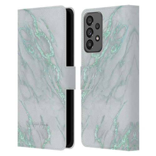 Nature Magick Marble Metallics Teal Leather Book Wallet Case Cover For Samsung Galaxy A73 5G (2022)