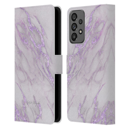 Nature Magick Marble Metallics Purple Leather Book Wallet Case Cover For Samsung Galaxy A73 5G (2022)