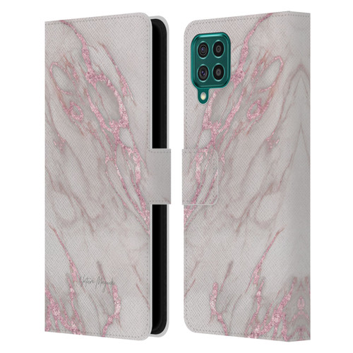 Nature Magick Marble Metallics Pink Leather Book Wallet Case Cover For Samsung Galaxy F62 (2021)