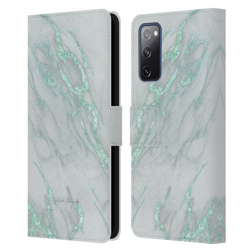 Nature Magick Marble Metallics Teal Leather Book Wallet Case Cover For Samsung Galaxy S20 FE / 5G