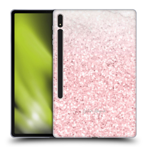Nature Magick Rose Gold Marble Glitter Pink Sparkle 2 Soft Gel Case for Samsung Galaxy Tab S8 Plus