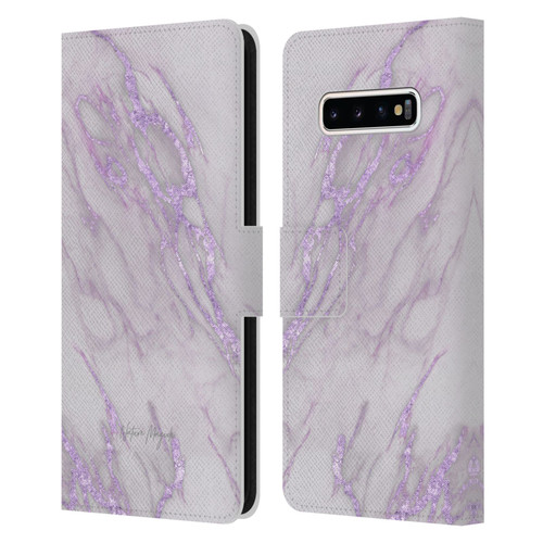 Nature Magick Marble Metallics Purple Leather Book Wallet Case Cover For Samsung Galaxy S10+ / S10 Plus