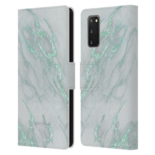 Nature Magick Marble Metallics Teal Leather Book Wallet Case Cover For Samsung Galaxy S20 / S20 5G
