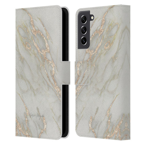 Nature Magick Marble Metallics Gold Leather Book Wallet Case Cover For Samsung Galaxy S21 FE 5G