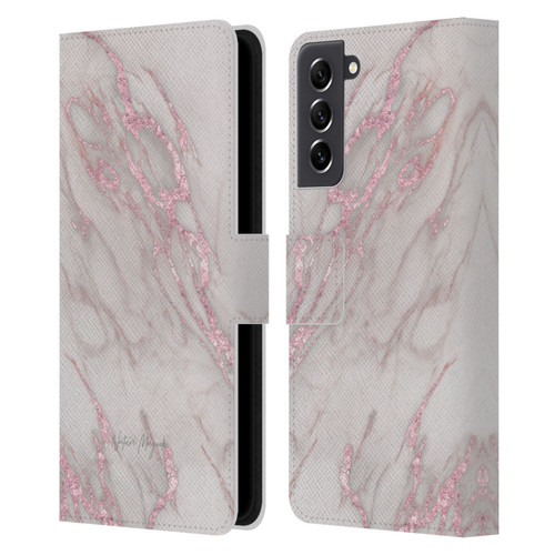 Nature Magick Marble Metallics Pink Leather Book Wallet Case Cover For Samsung Galaxy S21 FE 5G