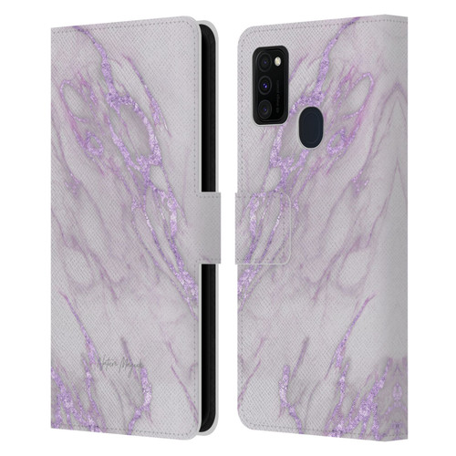 Nature Magick Marble Metallics Purple Leather Book Wallet Case Cover For Samsung Galaxy M30s (2019)/M21 (2020)