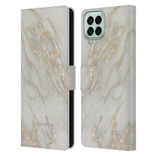 Nature Magick Marble Metallics Gold Leather Book Wallet Case Cover For Samsung Galaxy M33 (2022)