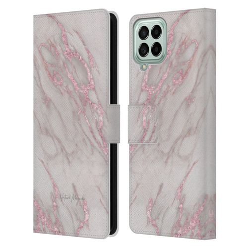 Nature Magick Marble Metallics Pink Leather Book Wallet Case Cover For Samsung Galaxy M33 (2022)