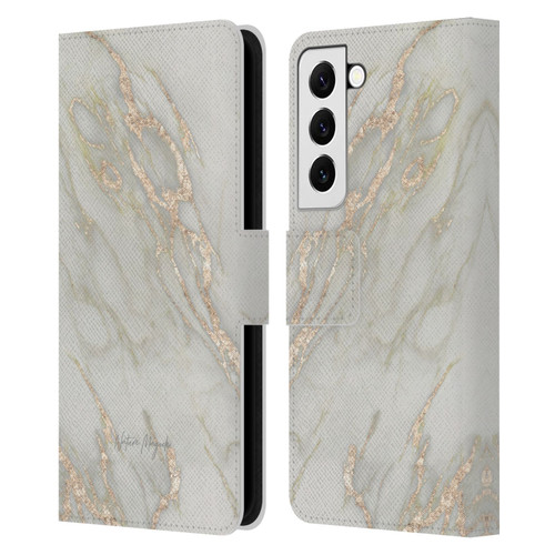 Nature Magick Marble Metallics Gold Leather Book Wallet Case Cover For Samsung Galaxy S22 5G