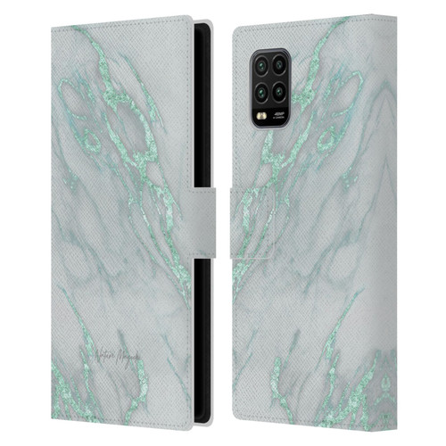 Nature Magick Marble Metallics Teal Leather Book Wallet Case Cover For Xiaomi Mi 10 Lite 5G