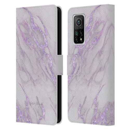 Nature Magick Marble Metallics Purple Leather Book Wallet Case Cover For Xiaomi Mi 10T 5G