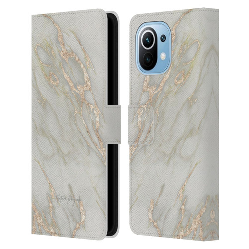 Nature Magick Marble Metallics Gold Leather Book Wallet Case Cover For Xiaomi Mi 11