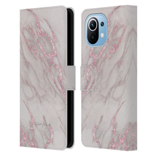 Nature Magick Marble Metallics Pink Leather Book Wallet Case Cover For Xiaomi Mi 11