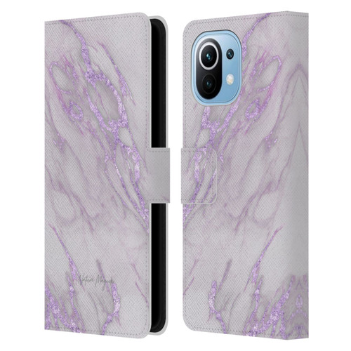 Nature Magick Marble Metallics Purple Leather Book Wallet Case Cover For Xiaomi Mi 11