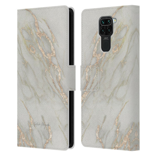 Nature Magick Marble Metallics Gold Leather Book Wallet Case Cover For Xiaomi Redmi Note 9 / Redmi 10X 4G
