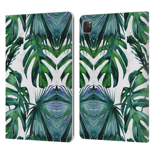 Nature Magick Tropical Palm Leaves On Marble Green Tropics Leather Book Wallet Case Cover For Apple iPad Pro 11 2020 / 2021 / 2022