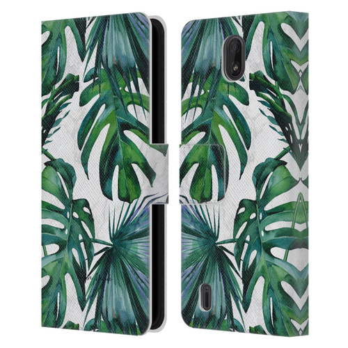 Nature Magick Tropical Palm Leaves On Marble Green Tropics Leather Book Wallet Case Cover For Nokia C01 Plus/C1 2nd Edition