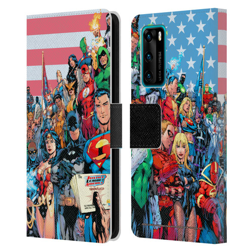 Justice League DC Comics Comic Book Covers Of America #1 Leather Book Wallet Case Cover For Huawei P40 5G