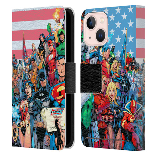 Justice League DC Comics Comic Book Covers Of America #1 Leather Book Wallet Case Cover For Apple iPhone 13 Mini