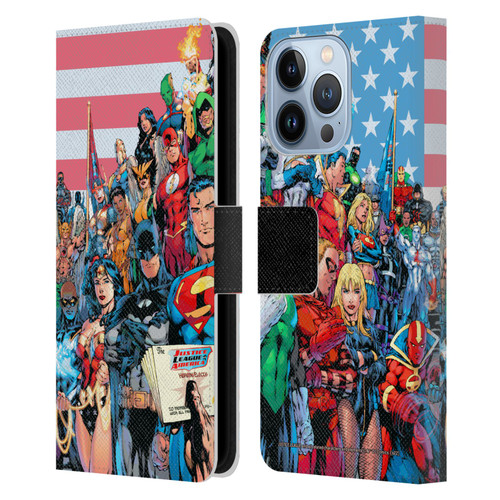 Justice League DC Comics Comic Book Covers Of America #1 Leather Book Wallet Case Cover For Apple iPhone 13 Pro